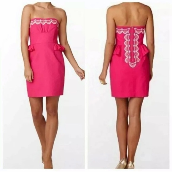Lilly Pulitzer Dresses & Skirts - Lilly Pulitzer Hot Pink Maybell Strapless Dress 10
